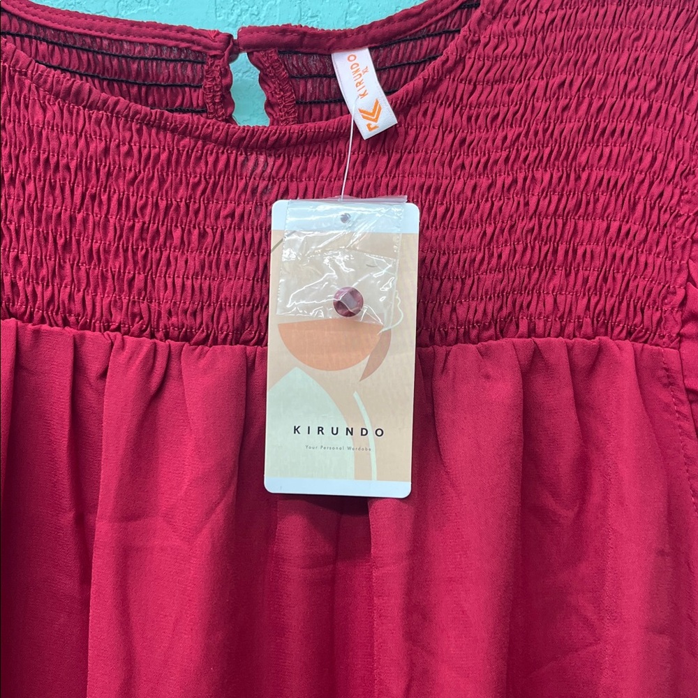 Red Ruffled Sleeve Dress - Picture 5 of 5